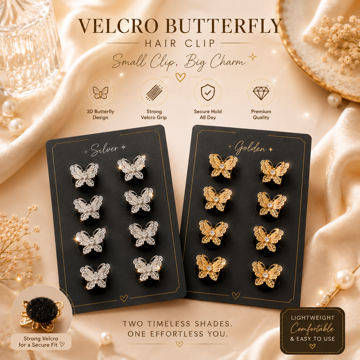 Butterfly Velcro Hair Clips Set ✨🦋