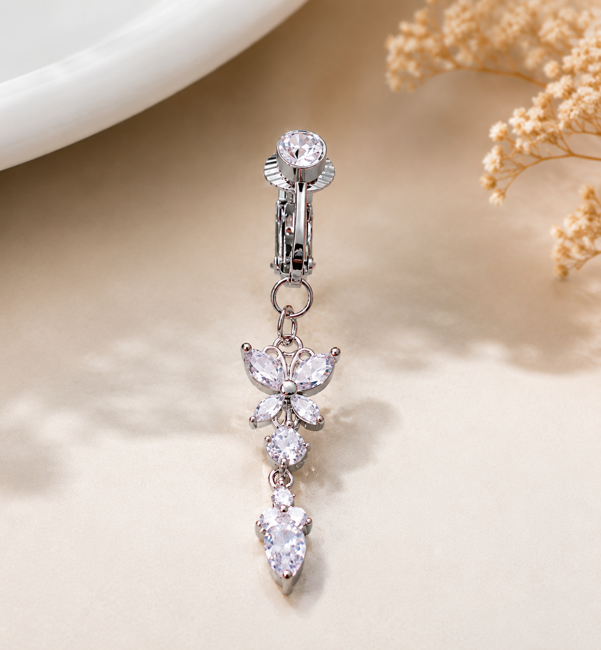 Without piercing Butterfly Clip on Belly Ring