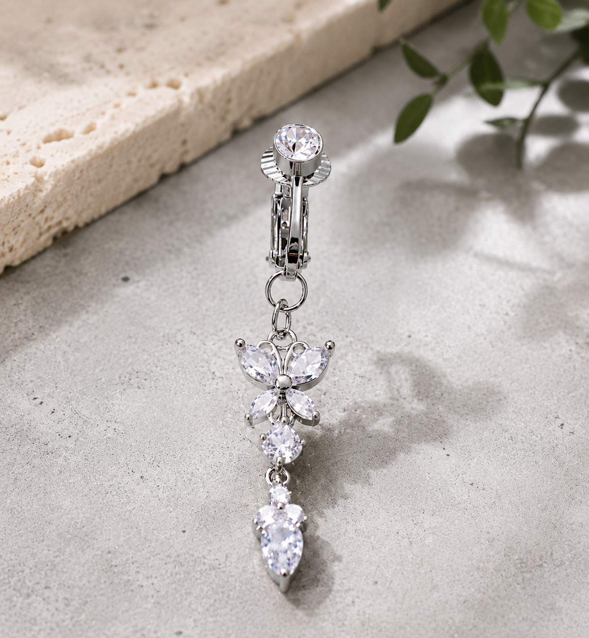 Without piercing Butterfly Clip on Belly Ring
