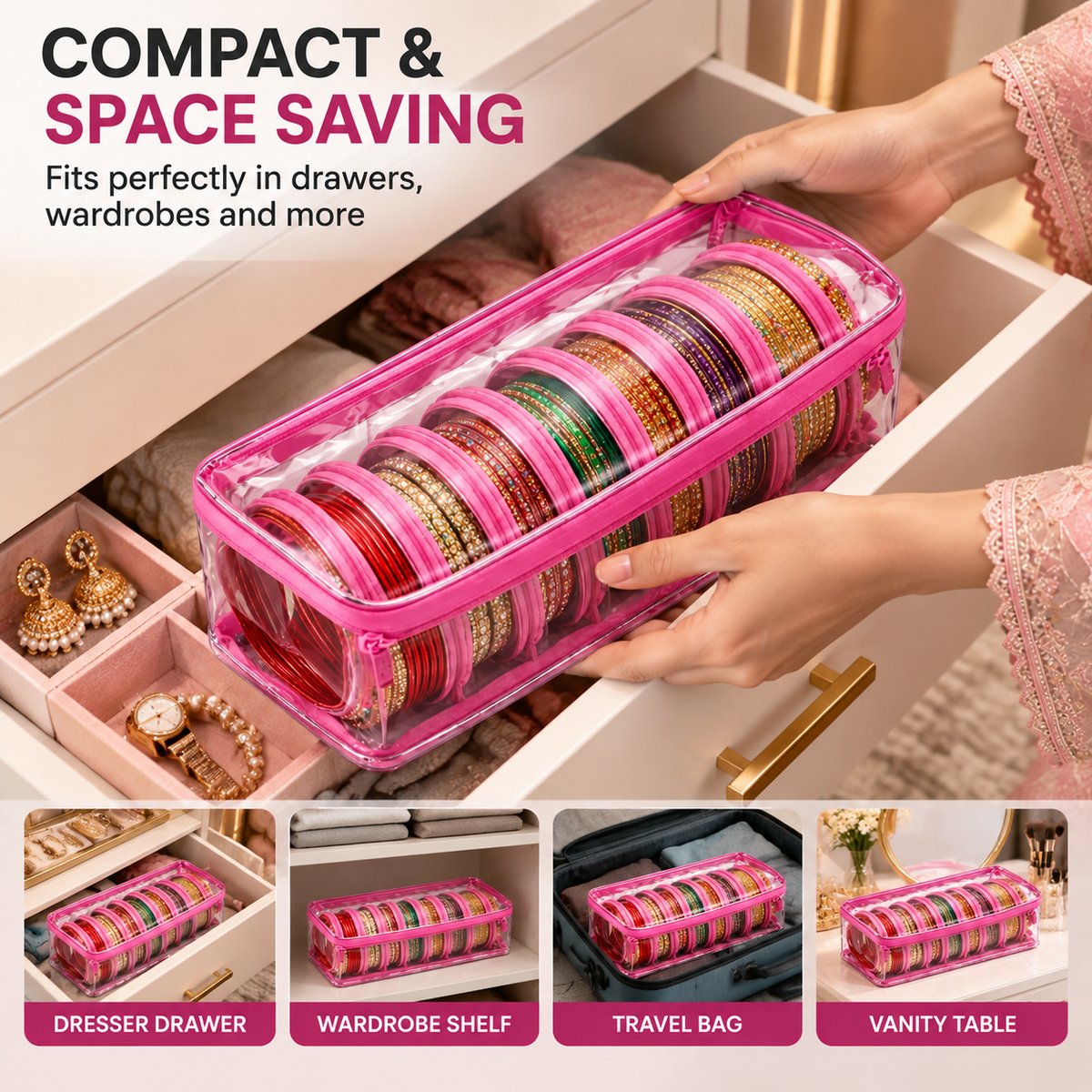 Luxury Bangle Organizer Box – Transparent Jewelry Storage Case