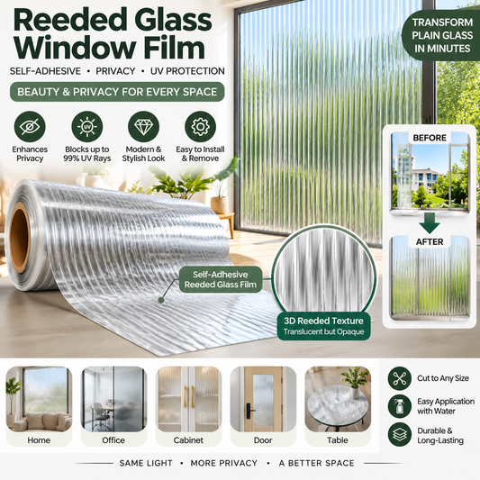 🪟 3D Reeded Glass Privacy Window Film