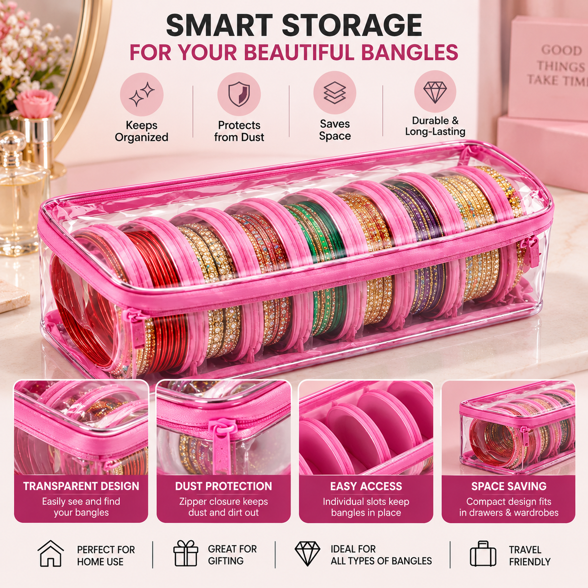 Luxury Bangle Organizer Box – Transparent Jewelry Storage Case