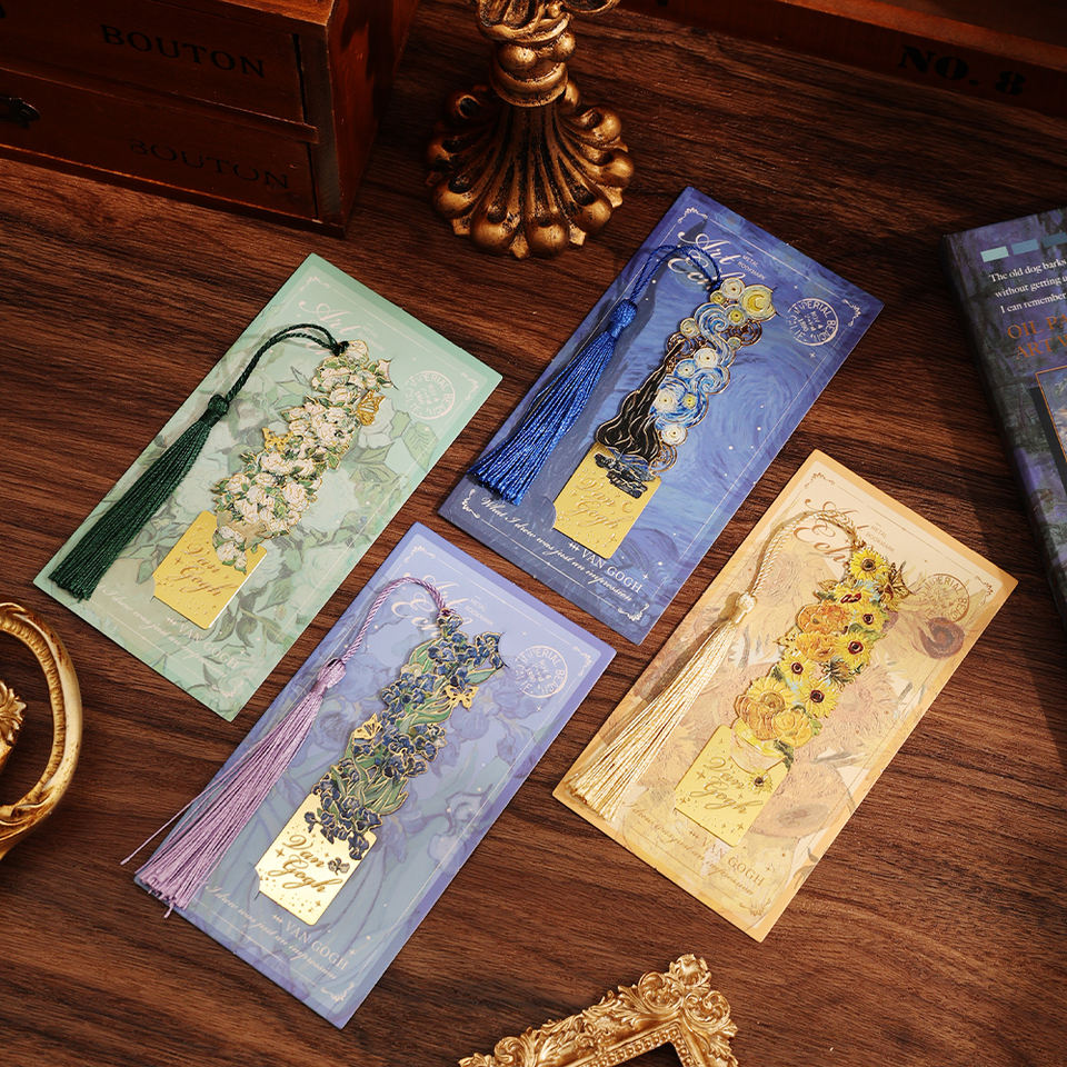 Abstract Cutout Metal Hand Painted Bookmark - Van Gogh Collection