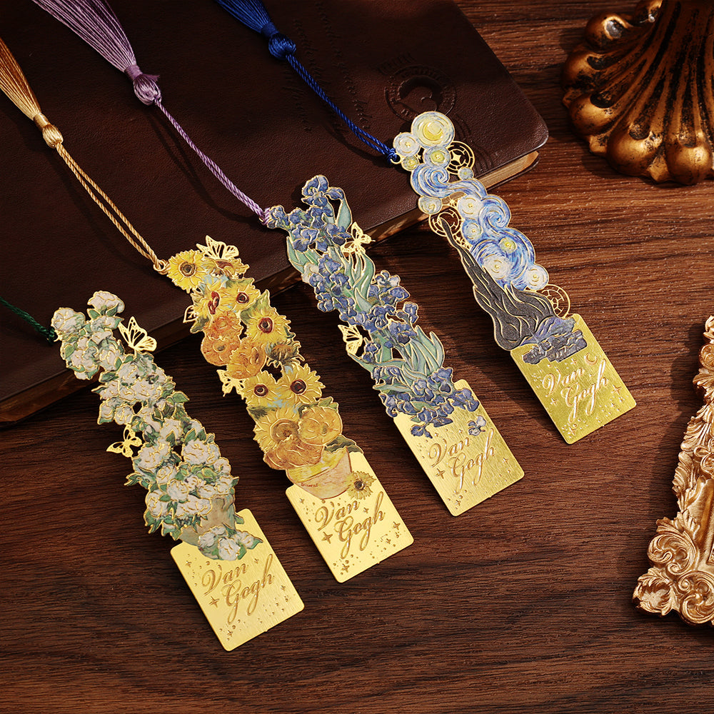 Abstract Cutout Metal Hand Painted Bookmark - Van Gogh Collection