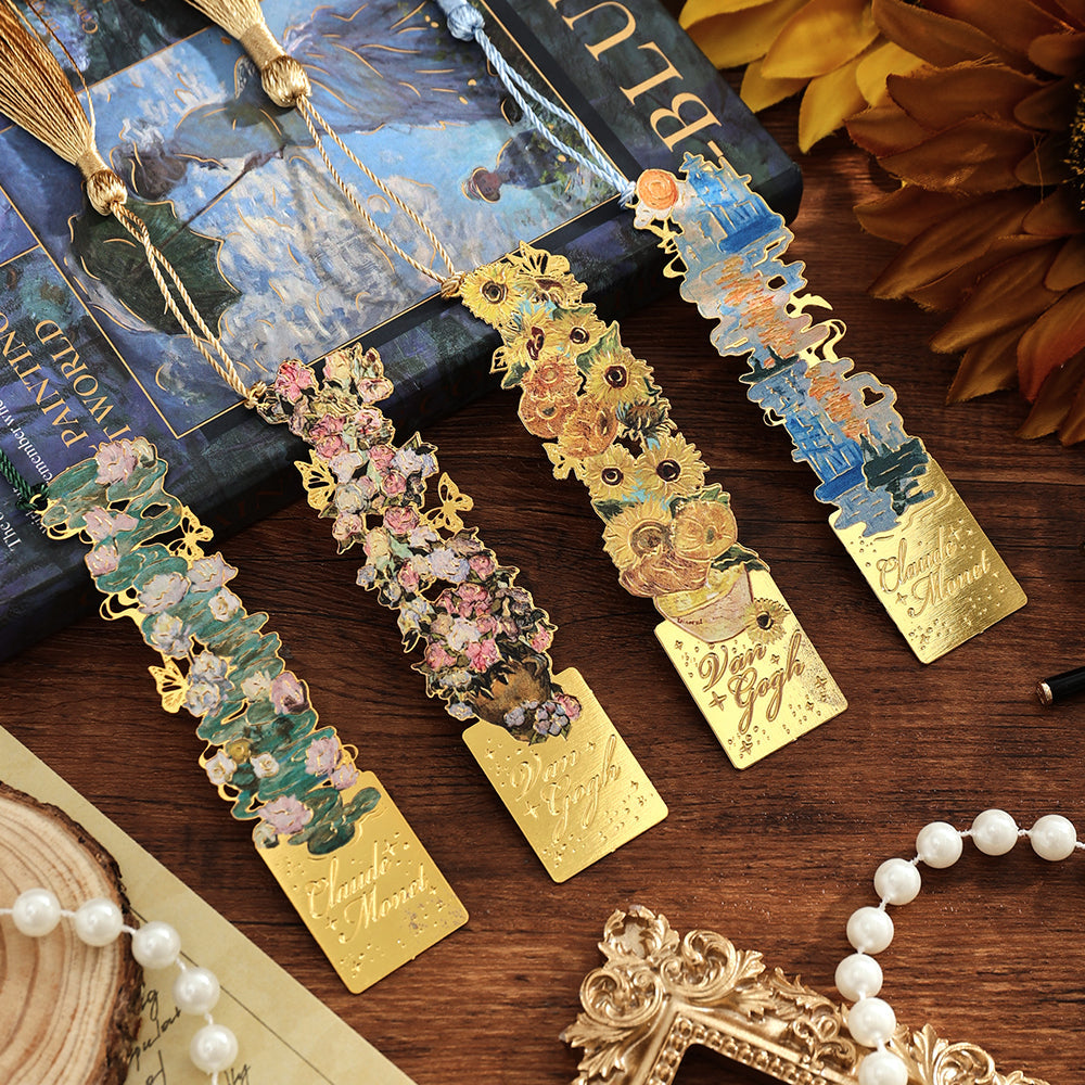 Abstract Cutout Metal Hand Painted Bookmark - Van Gogh Collection