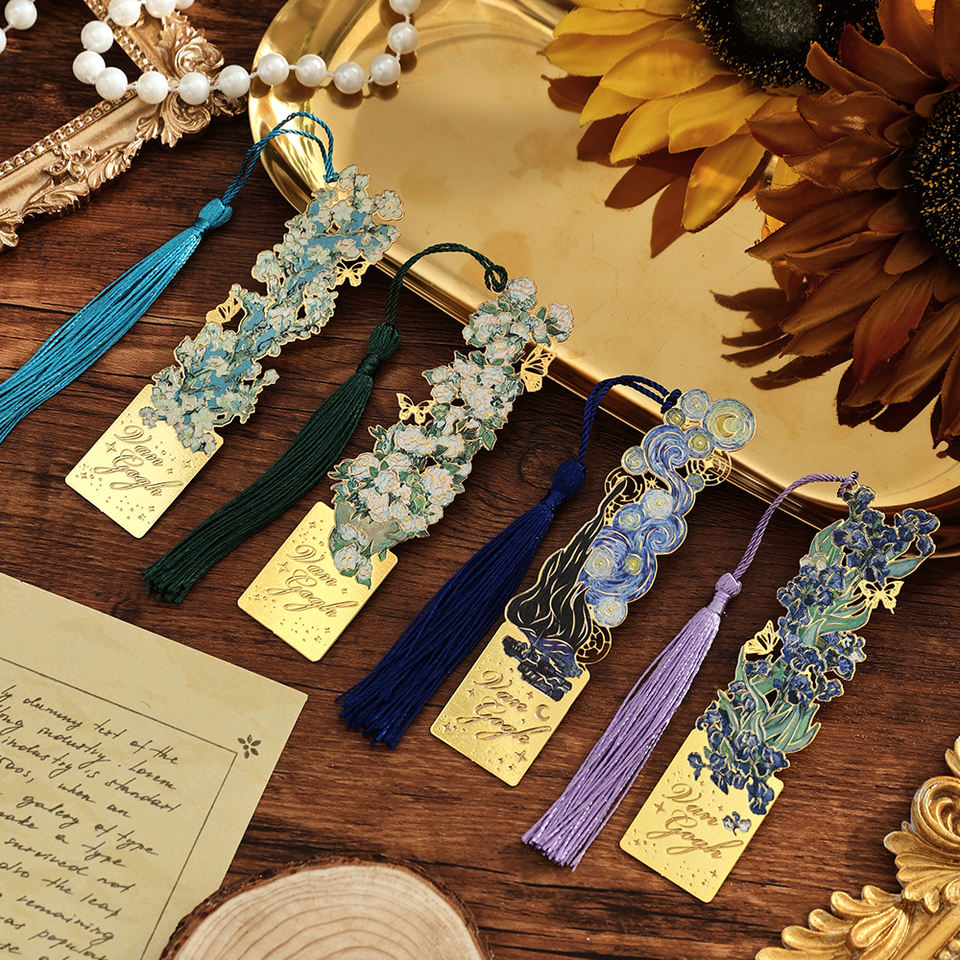 Abstract Cutout Metal Hand Painted Bookmark - Van Gogh Collection