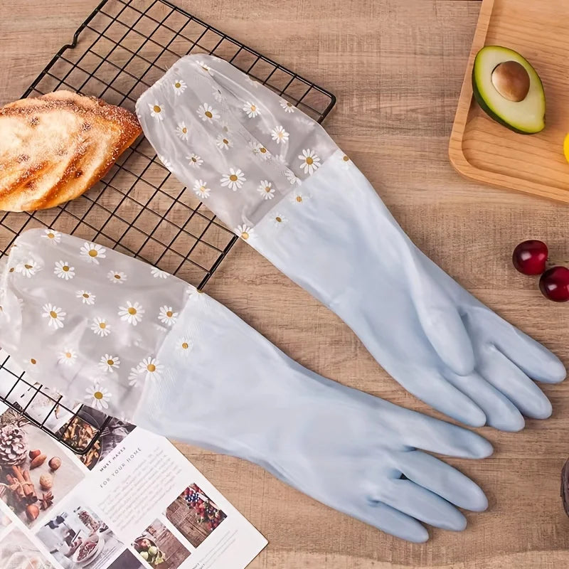 Extra-Long +  Anti Slip + Reusable  Waterproof Kitchen Gloves