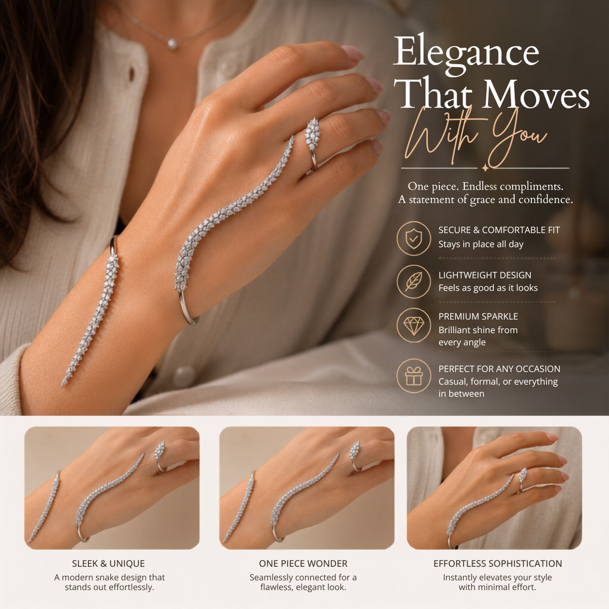 Luxury Crystal Snake Bracelet – Elegant Sparkle For Every Occasion