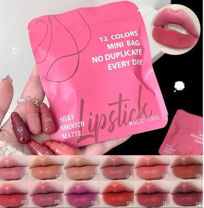 Mini Waterproof MAGIC CASA 12-Color Matte Lipstick Capsule Set