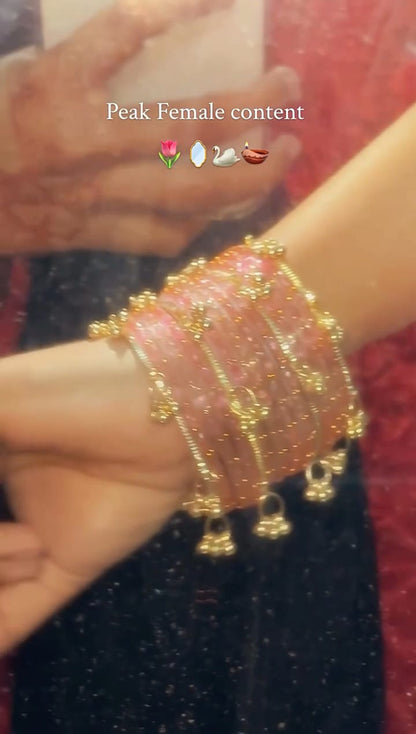 Trendy Pink Glass Bangles