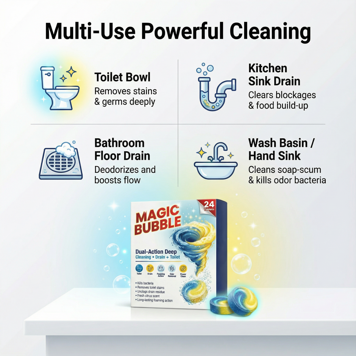 Magic Bubble Toilet Cleaning Tablets