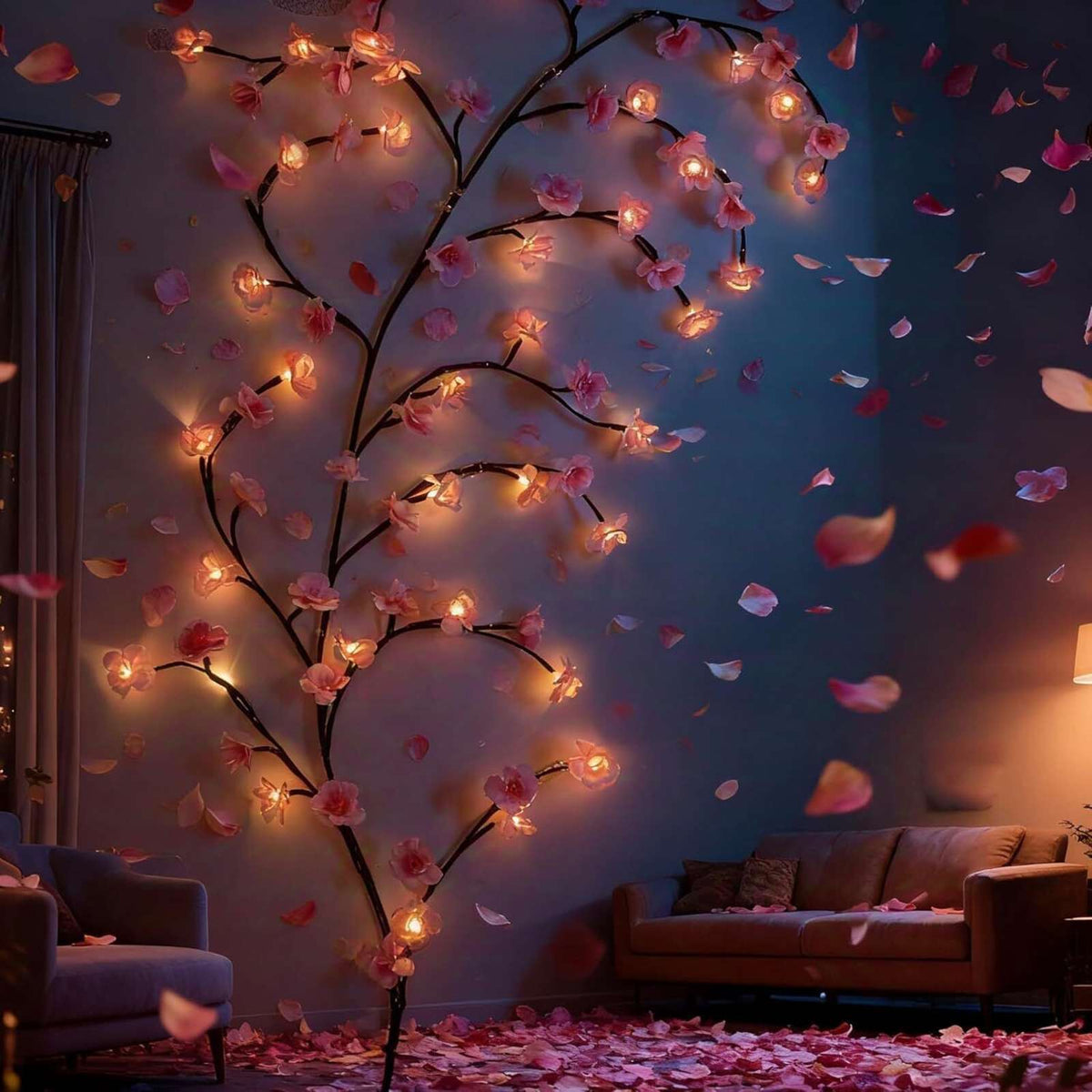 Cherry Blossom Tree Lights, USB Powered Vine With 96 LEDs