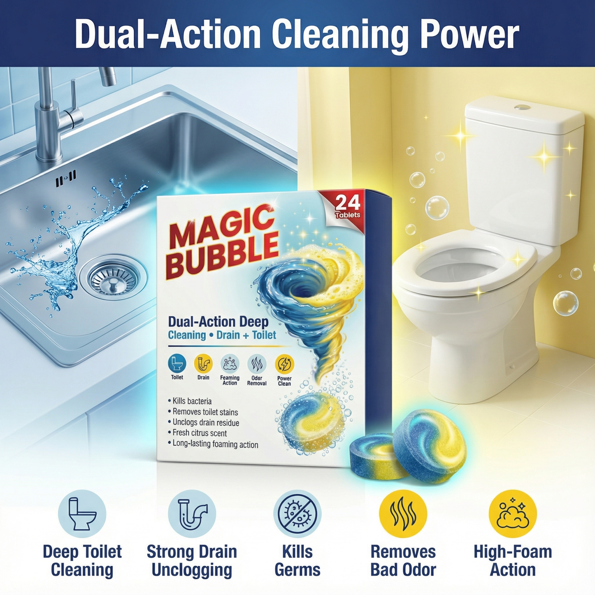 Magic Bubble Toilet Cleaning Tablets