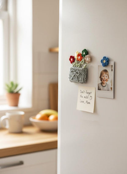 Handcrafted Magnetic Pot with Flowers