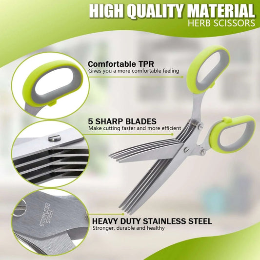 5-Blades Herb Scissor – Quick & Easy Kitchen Chopper