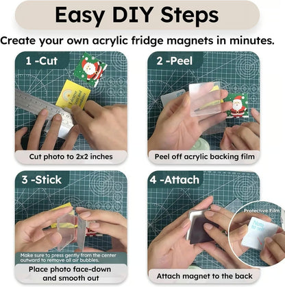 Clear Acrylic DIY Magnetic Photo Frames – 3D Fridge Magnet Set