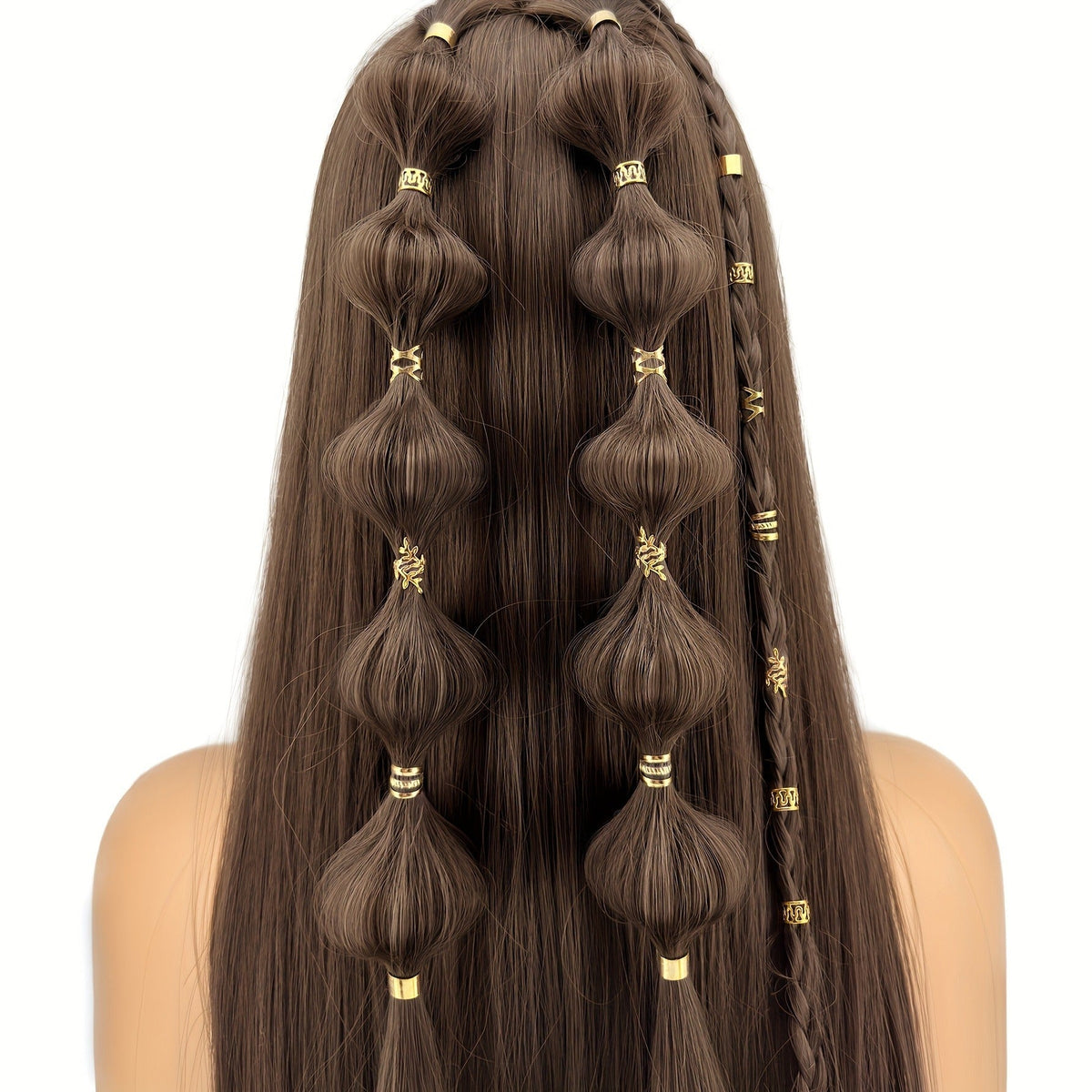 Golden Braid Hair Rings – Stylish Hair Decoration Set ✨👑