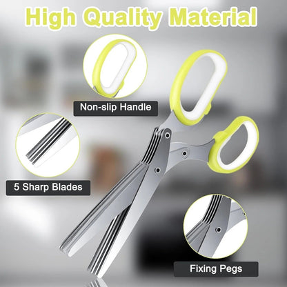5-Blades Herb Scissor – Quick & Easy Kitchen Chopper