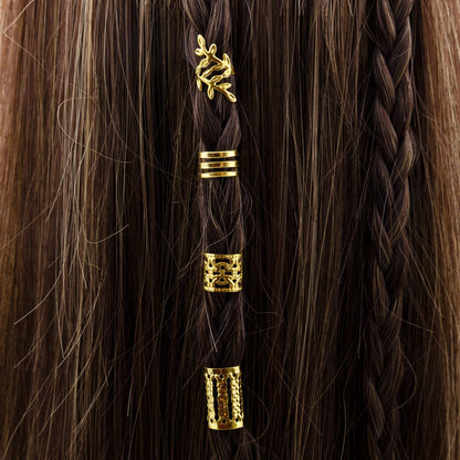 Golden Braid Hair Rings – Stylish Hair Decoration Set ✨👑