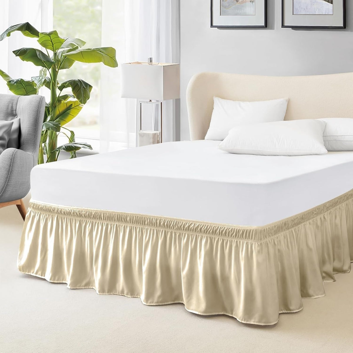 ✨ Universal Size Luxury Ruffled Bed Skirt – Elegant Bedroom Makeover & Dust Protection ✨
