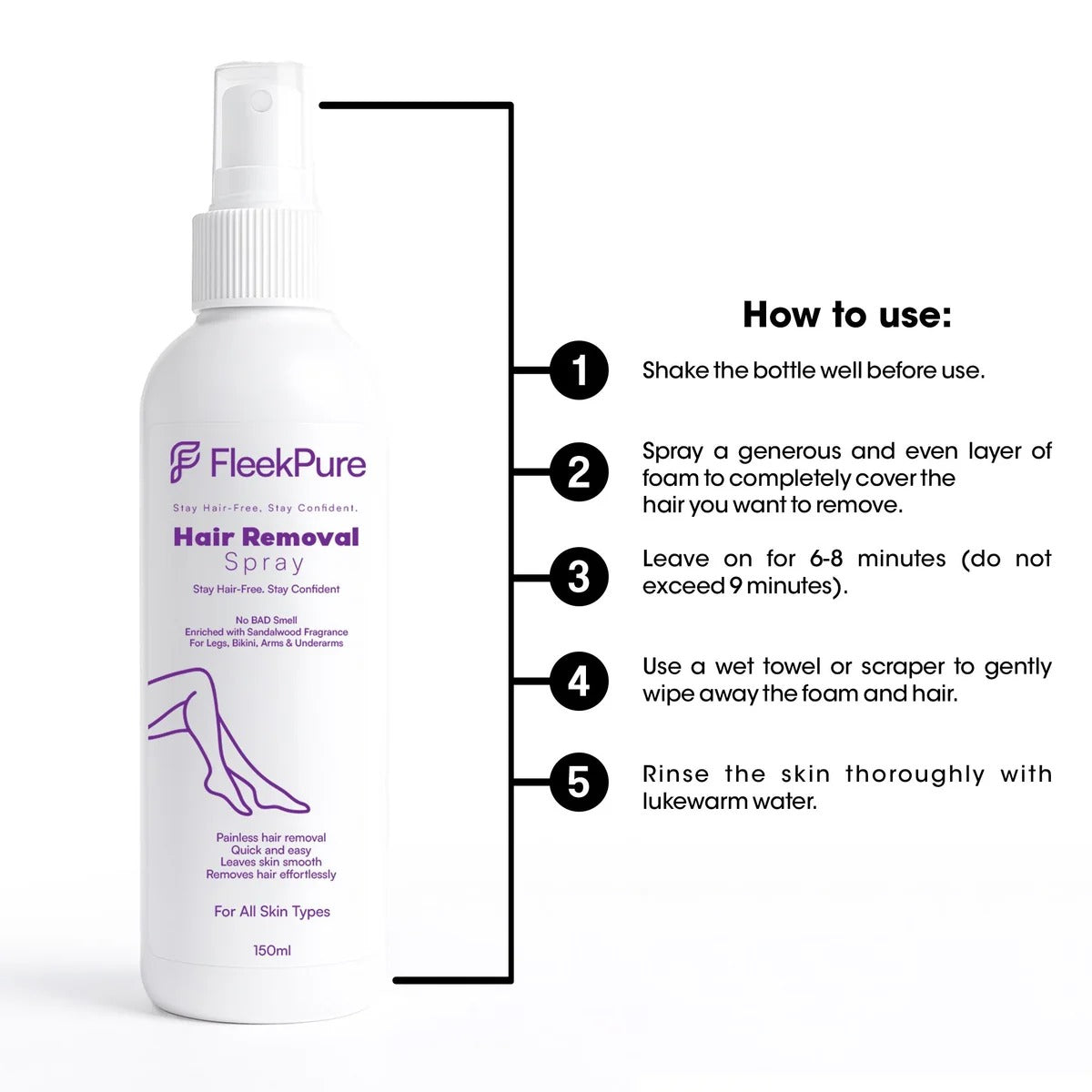 🔥 Instant Painless Hair Removal Spray – Remove Unwanted Hair Easily