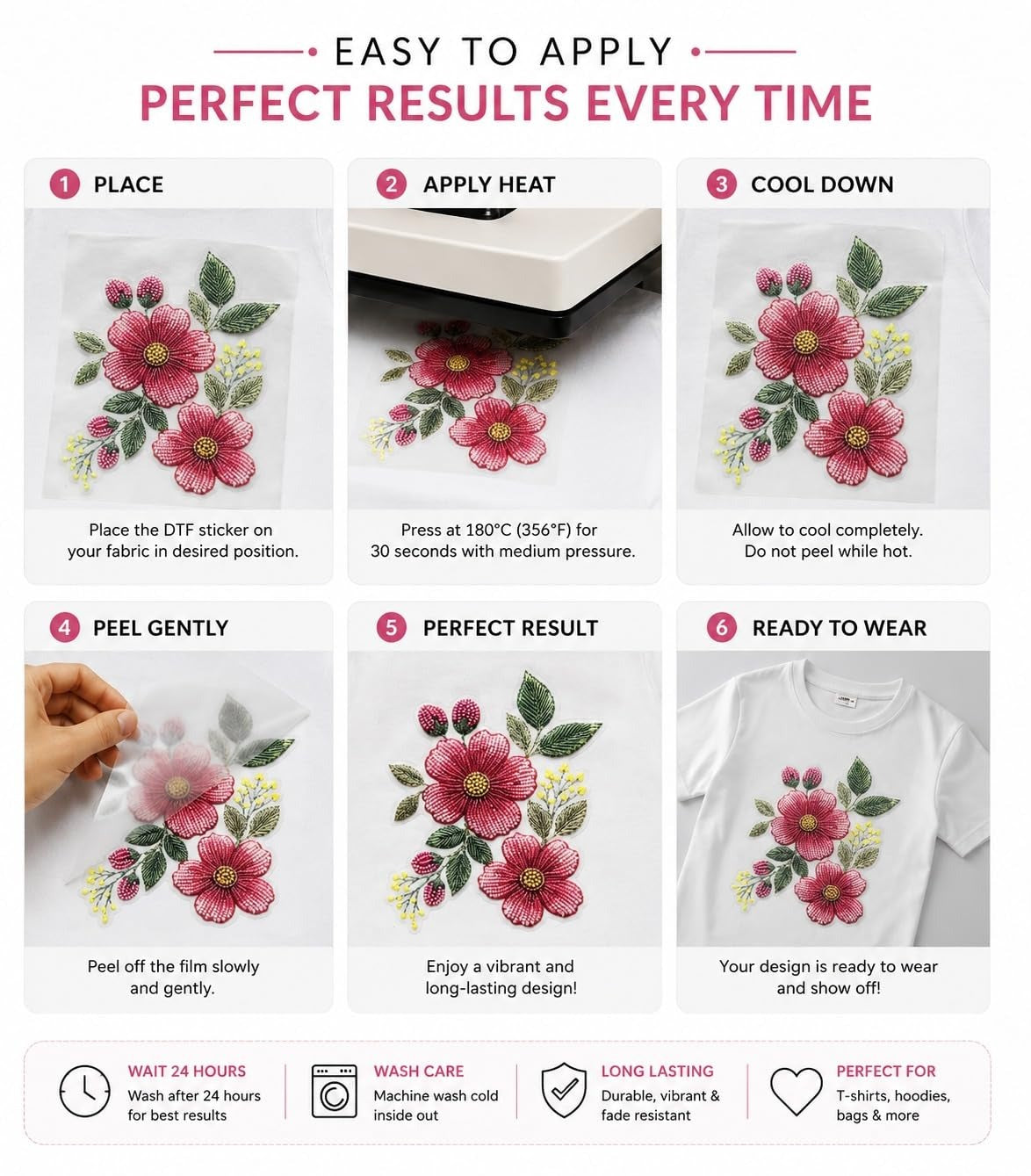 ✨ 3D Flower Embroidery Patch – DIY Clothing Decoration