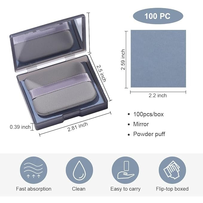✨ Portable Oil Absorbing Face Paper with Mirror