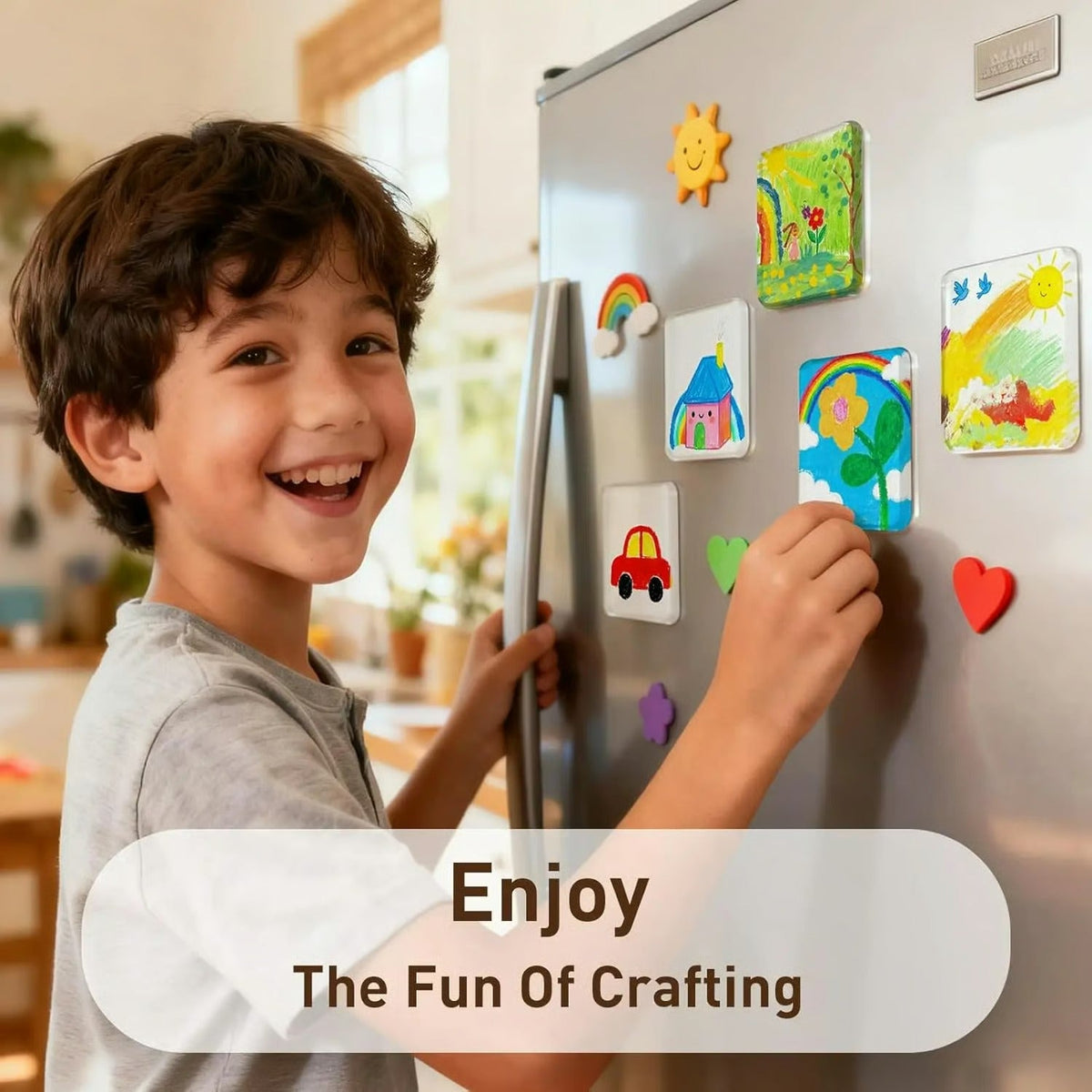 Clear Acrylic DIY Magnetic Photo Frames – 3D Fridge Magnet Set