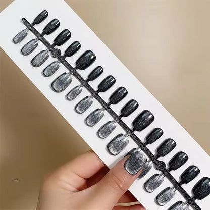 Cat Eye Shimmer Press On Nails + Glue