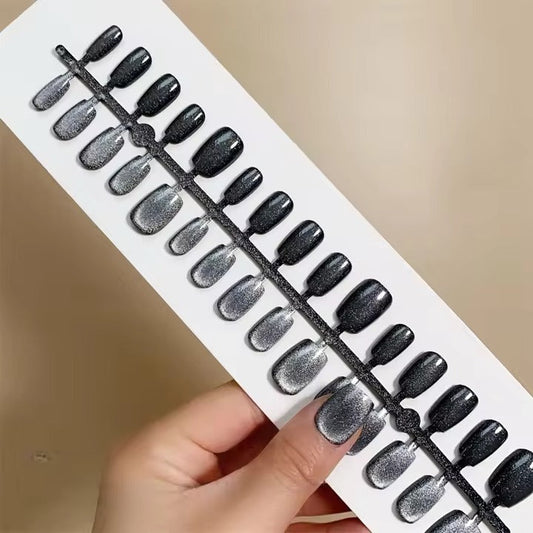 Cat Eye Shimmer Press On Nails + Glue