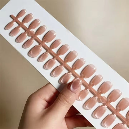 Cat Eye Shimmer Press On Nails + Glue