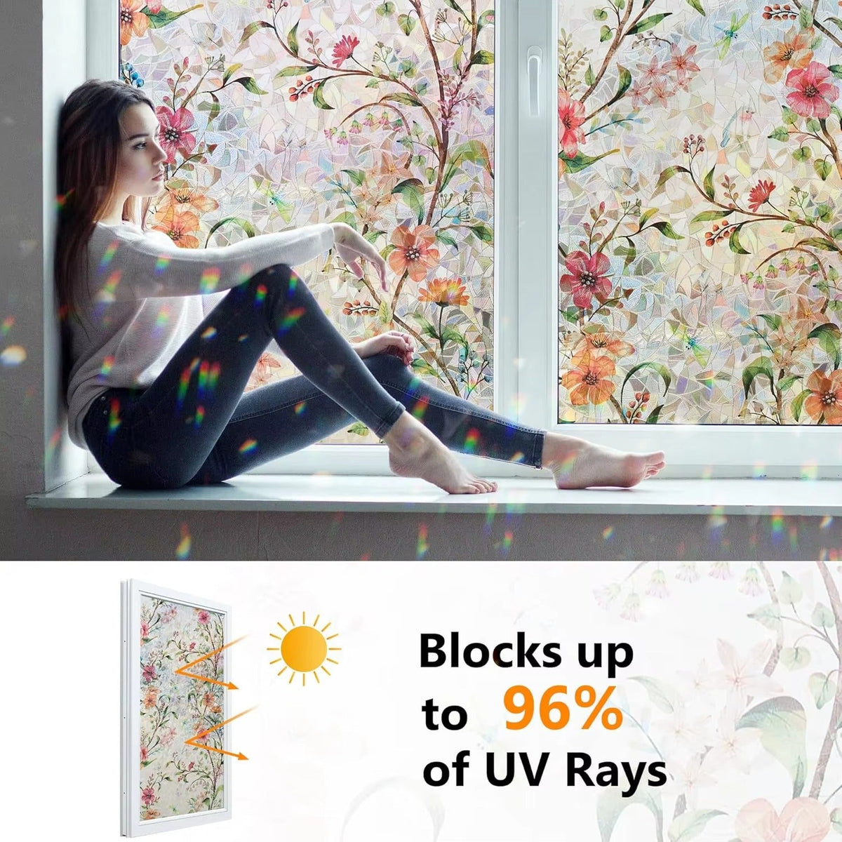 Colored Stained Glass Window Film  ( Cut to size freely )