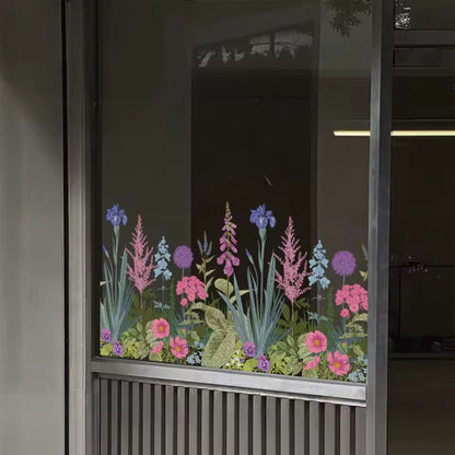 Secret Garden Window Flowers decals for glass windows ( Cut to size freely )