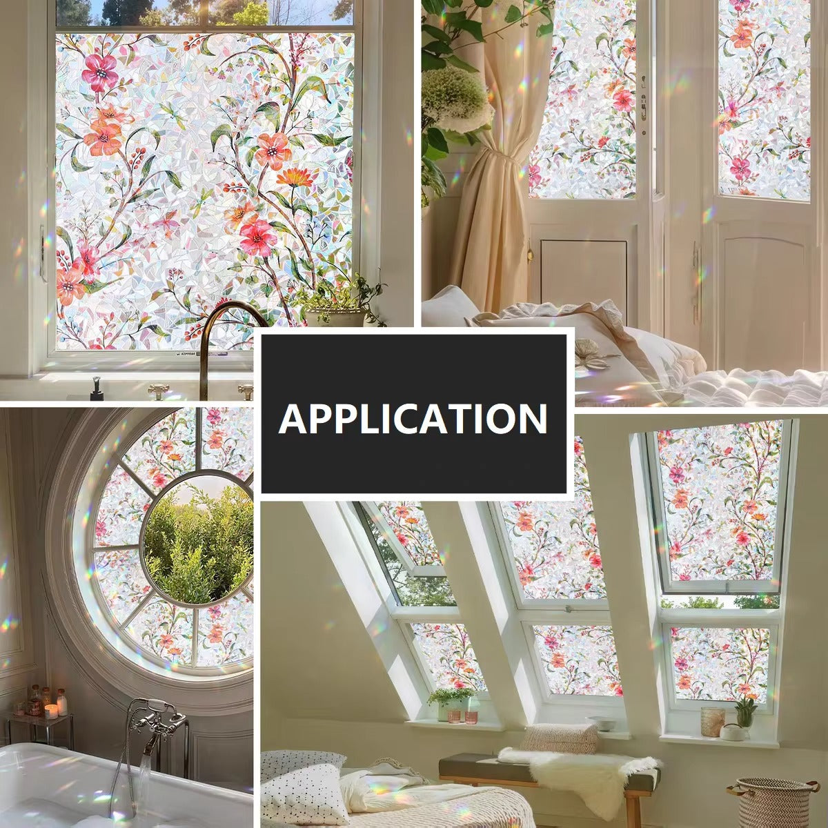Colored Stained Glass Window Film  ( Cut to size freely )