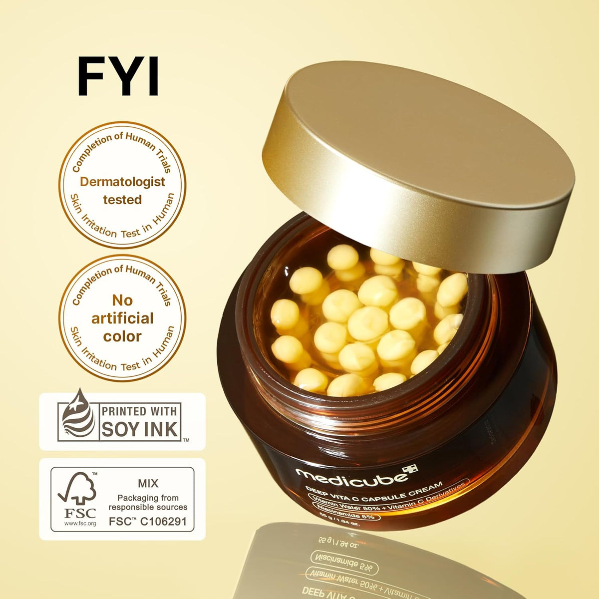 Medicube Deep Vita C Golden Capsule Face Moisturizer Cream  55g