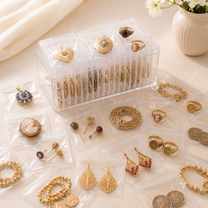 💎 CrystalClear Jewelry Organizer Box with Tranparents Begs