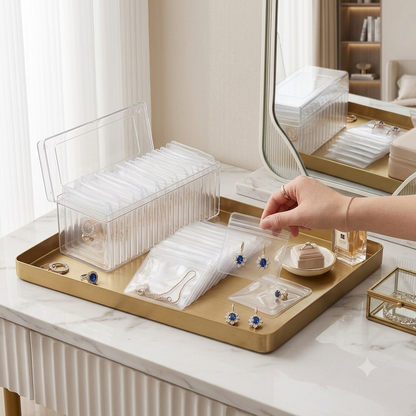 💎 CrystalClear Jewelry Organizer Box with Tranparents Begs