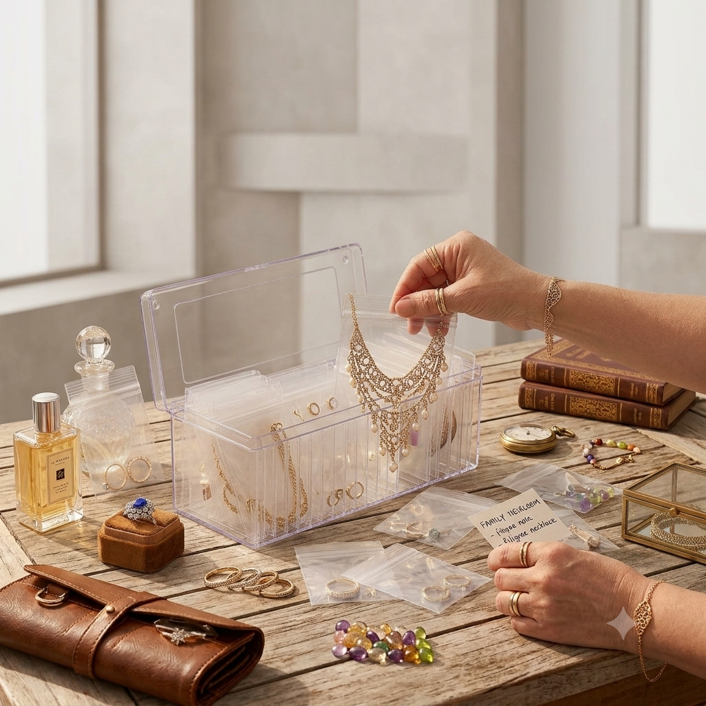 💎 CrystalClear Jewelry Organizer Box with Tranparents Begs