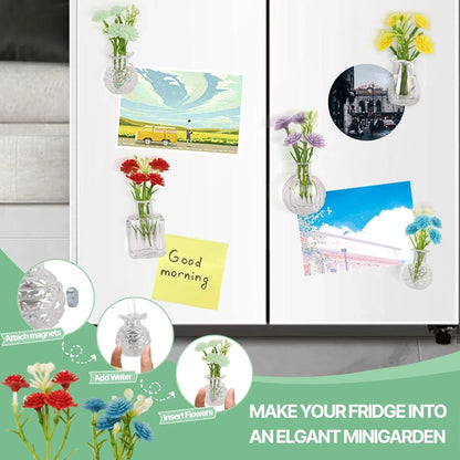 Mini Vase Magnets for Fridge Tiny Glass Vases with Flowers