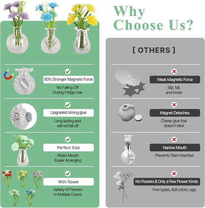 Mini Vase Magnets for Fridge Tiny Glass Vases with Flowers