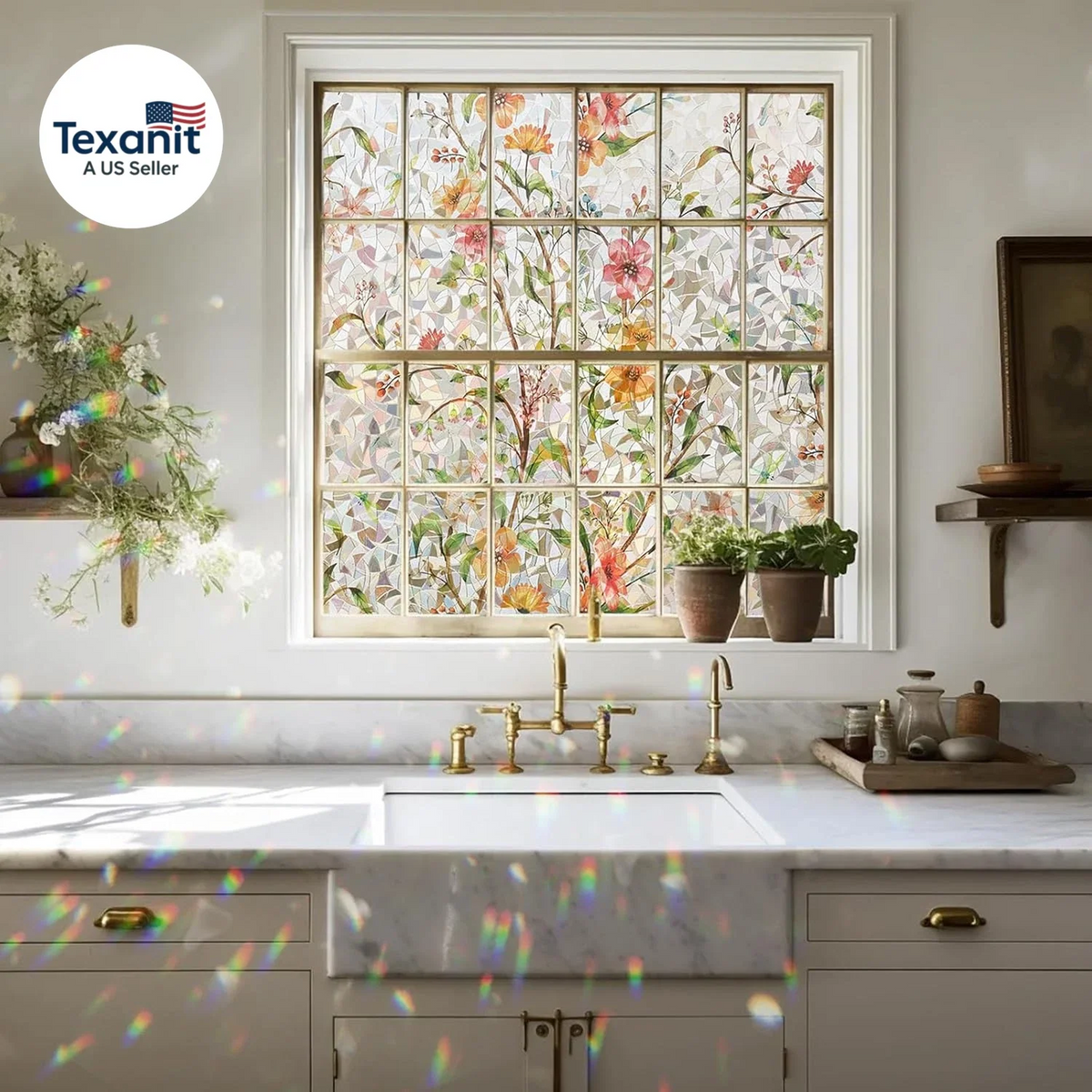 Colored Stained Glass Window Film  ( Cut to size freely )