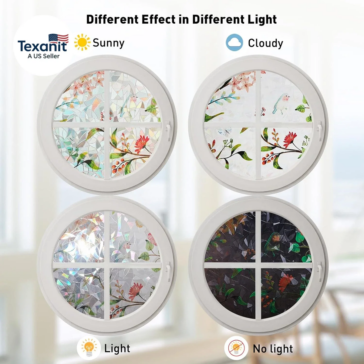 Colored Stained Glass Window Film  ( Cut to size freely )