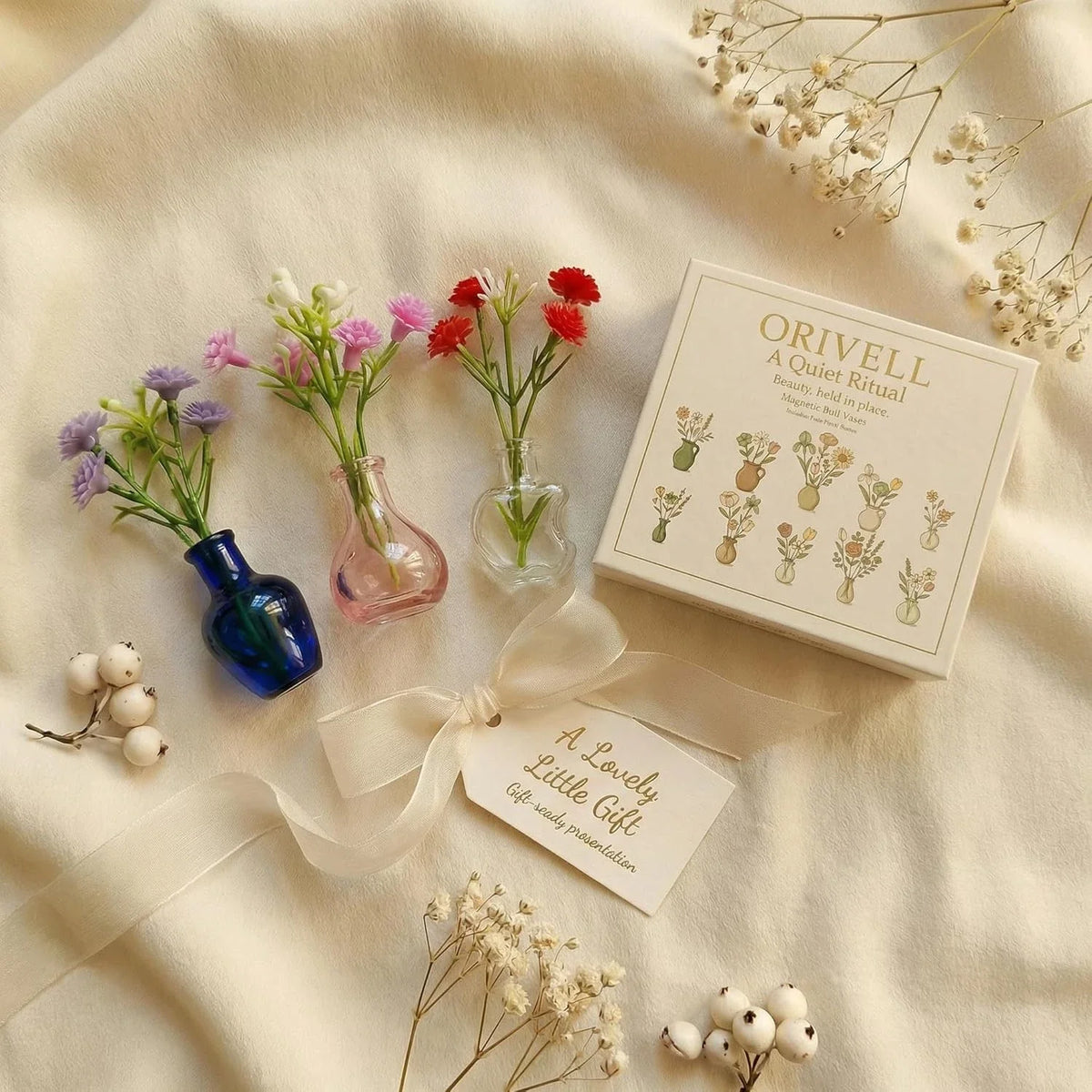 Mini Vase Magnets for Fridge Tiny Glass Vases with Flowers