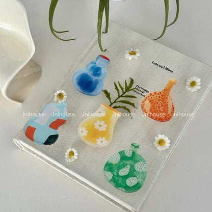 Mini Flower Vase Magnet with Flowers Sets